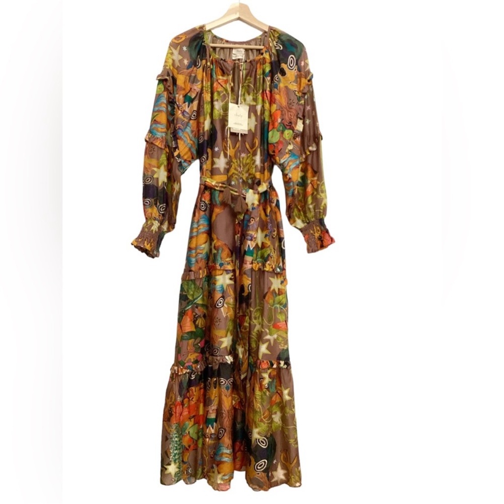 NWT CHUFY Khuyana Memories of Peru Printed Boho Cotton-Silk Maxi Dress Size M - Picture 6 of 15